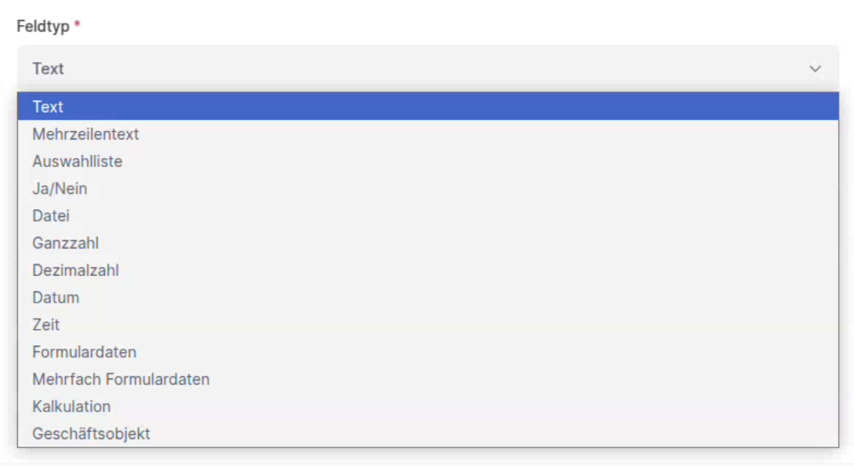 forms create form fields types